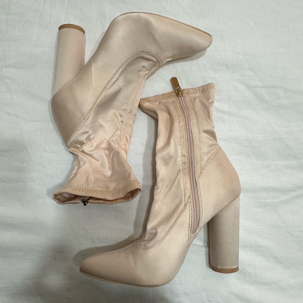 Pale pink ankle boots